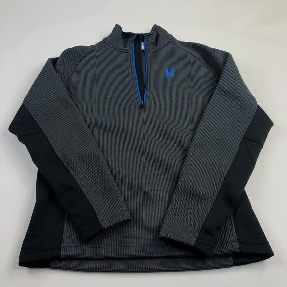 Spyder Medium Gray 2 Toned 1/2 Zip Pullover Fleece Sweater LOOKS WORN ONCE - Picture 1 of 10